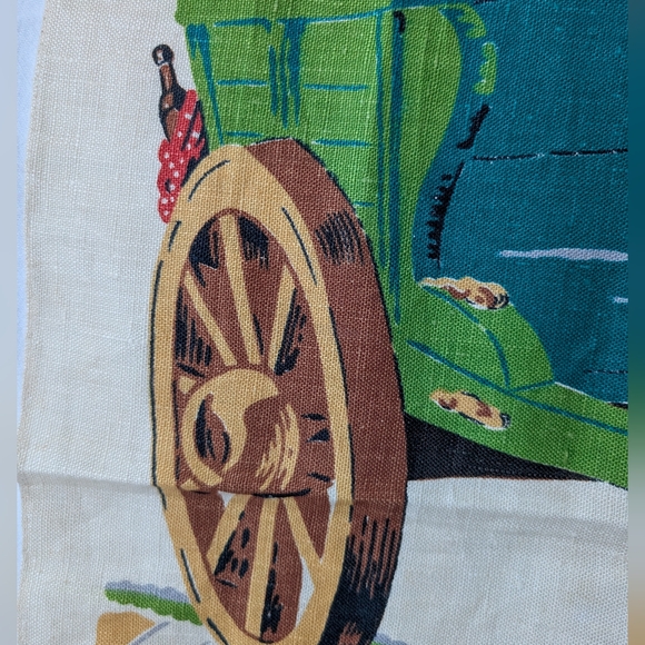 Vintage Guinness LinenTea Towel - Scene with Horse Cart Delivery Man Bird - Picture 8 of 12